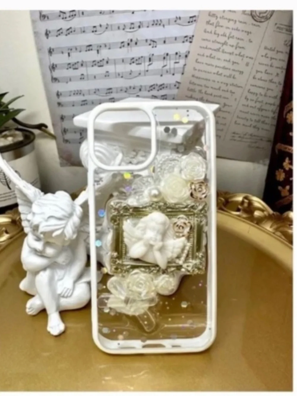 2 items.iPhone 13mini Baroque angel iPhone Case, Handmade iPhone case